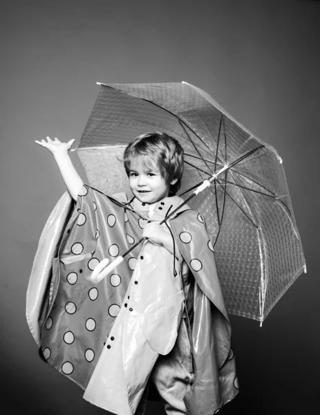 Glückliche Kindheit. die herbstliche Stimmung und das Wetter sind warm und sonnig und Regen ist möglich. Der Herbst ist eine schöne und farbenfrohe Jahreszeit. Menschen im Regen. — Stockfoto
