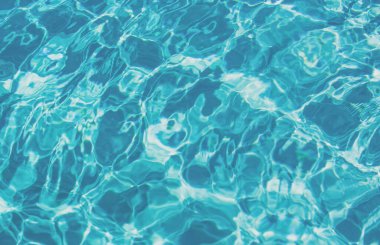 Soyut dalgalanma dalgası ve yüzme havuzunda berrak turkuaz su yüzeyi, arka plan ve soyut tasarım için mavi su dalgası.