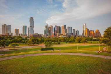 Güzel Austin silueti. Austin, Teksas Colorado Nehri üzerinde.