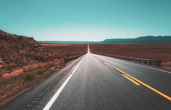 Yaz mevsiminde tarlalar arasında asfalt yol. — Stok fotoğraf