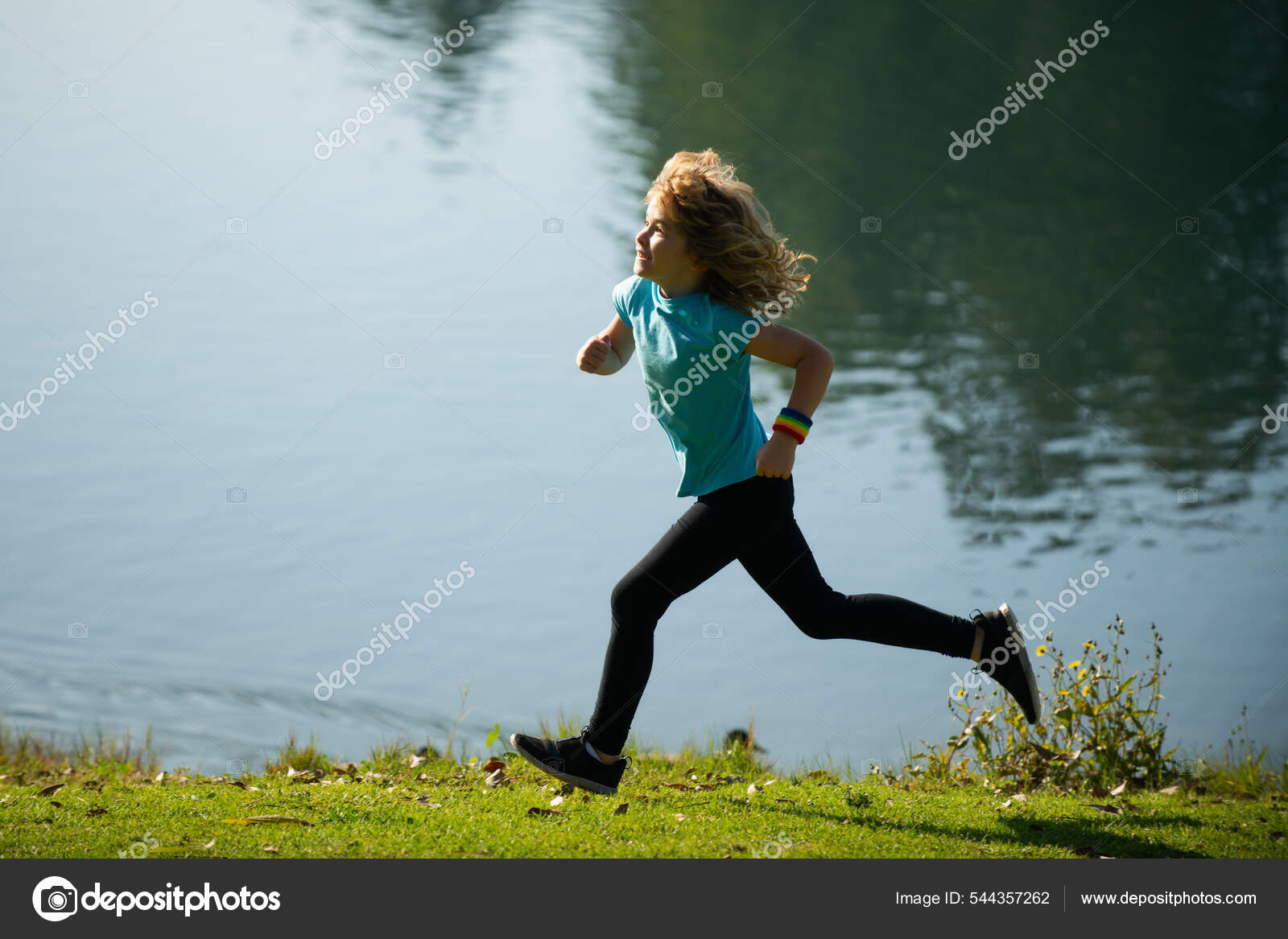Kids running outdoors. Child runner jogger running in the nature. Morning  jogging. Active healthy kids lifestyle. Active energetic childhood. Run  movement. Stock Photo by ©Tverdohlib.com 544357262