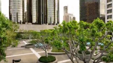 Los Angeles şehir merkezinin sinematik şehir manzarası. Los Angeles Meleklerinin Uçuşu, İHA ile Los Angeles 'ı filme aldı..
