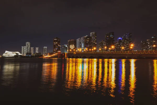 Miami night downtown. Miami, Florida, USA downtown skyline.