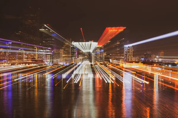 Miami city night. Miami skyline panorama with urban skyscrapers. — Stock Photo, Image