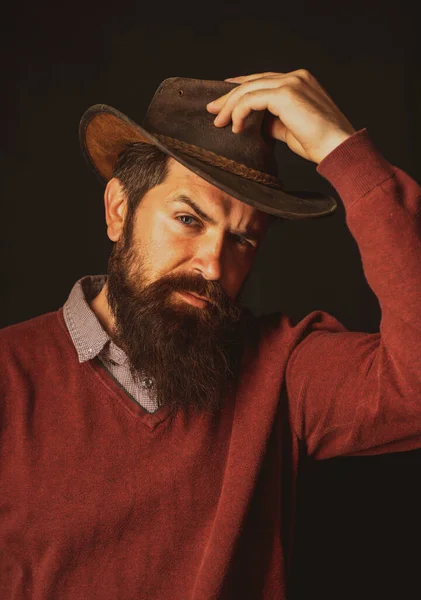 Wild West. Texas cowboy. Handsome man portrait. American Western. Retro style. — Stock Photo, Image