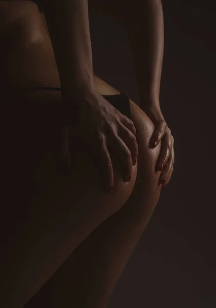 Sexy female body. Woman ass panties. Nude girl butt buttocks. Women lingerie. — Fotografia de Stock