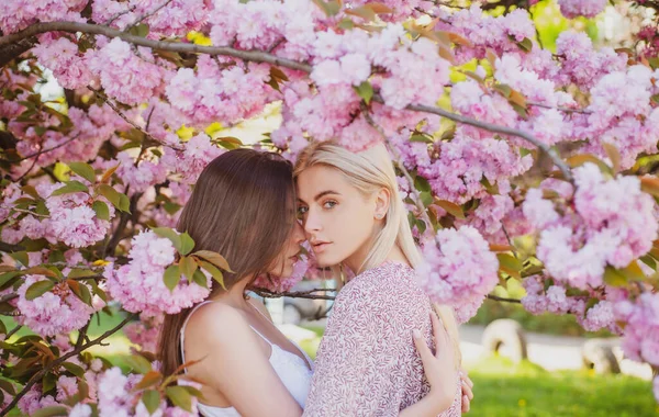 Cara de chicas de primavera. Retrato al aire libre de una hermosa mujer sensual. Atractivas chicas sexy en un campo con flores. — Foto de Stock