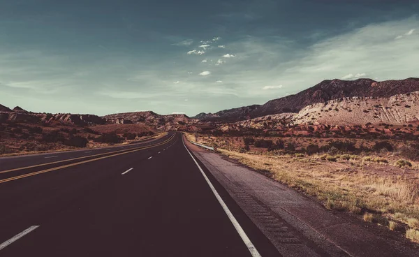 Camino rural de asfalto entre los campos en temporada de verano. — Foto de Stock