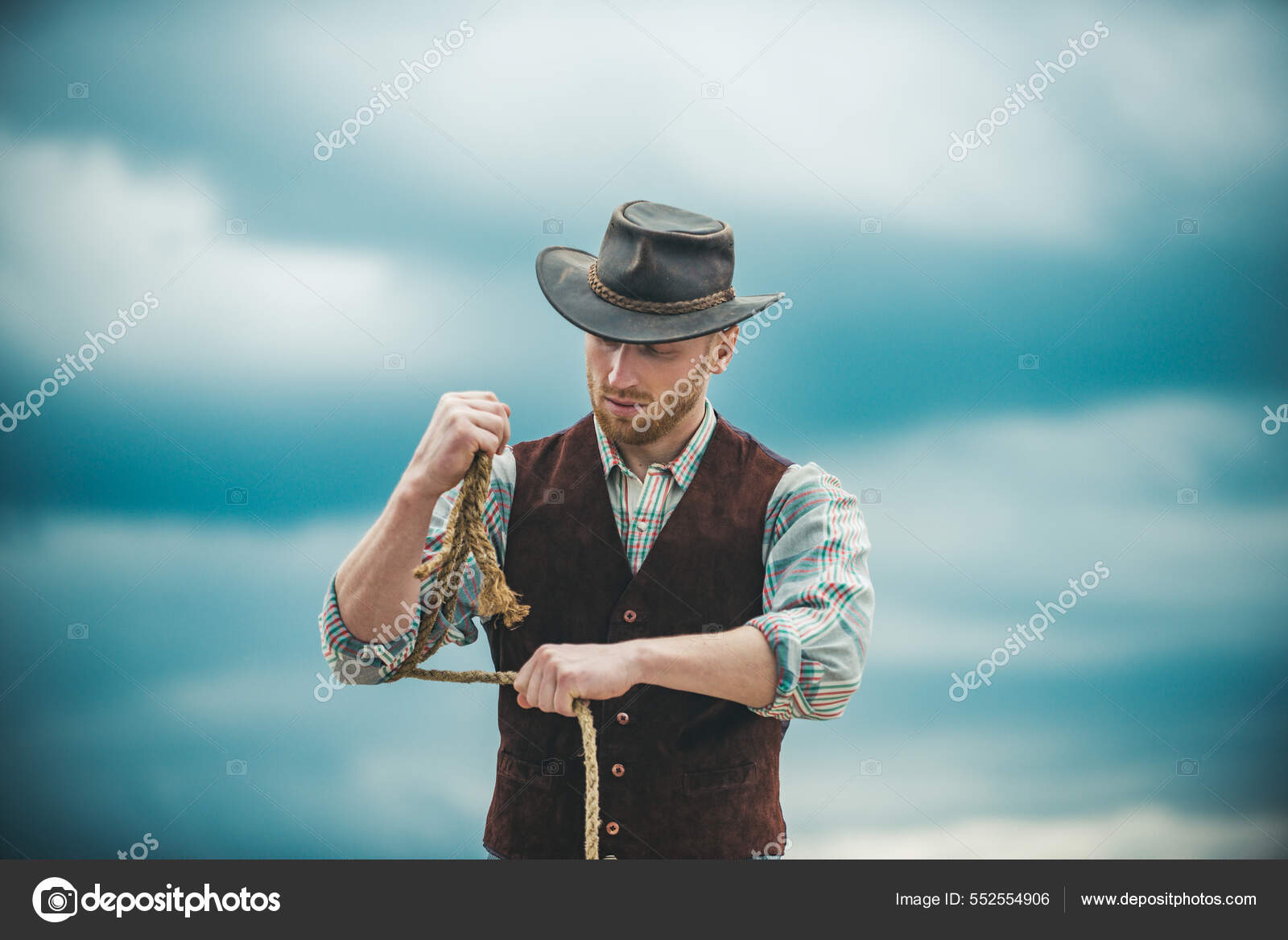 Un vaquero. Propietario del rancho. Campesino y concepto agr cola