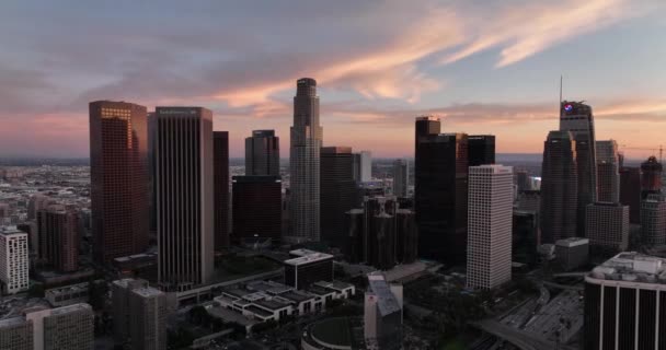 Los Angeles Downtown Cinematic Drone Beelden van Top Aerial View. Cinematic Drone Beelden van Top Luchtfoto 's. — Stockvideo