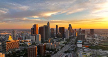 Los Angeles şehir merkezi silueti. Los Angels şehri.