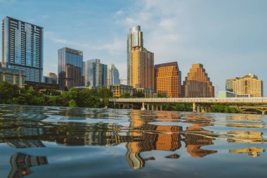 Güzel Austin silueti. Austin, Teksas Colorado Nehri üzerinde.