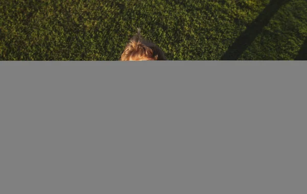 Muchacho excitado con alas de mochila. Niño jugando piloto aviador y sueños al aire libre en el parque. Chico sonriente soñando con vacaciones de verano y viajes. Chico sueña con volar. Niño despreocupado jugando al aire libre. — Foto de Stock