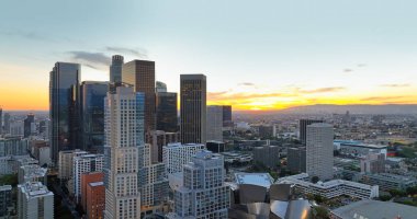 Los Angeles şehir merkezi, gökdelenler panoramik şehir. Lod Angeles 'ın şehir merkezi.