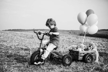 Sevimli çocuk eğleniyor. Mutlu çocuk yazın oynuyor. Mutlu bir çocukluk. Yazın doğada mutlu bir çocuk. Doğada gülümseyen mutlu çocuk.