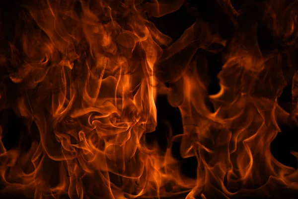 Texture of fire on a black background. Abstract fire flame background, large burning fire. — Stock Photo, Image