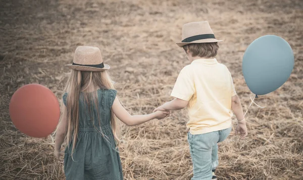 Niños diversión al aire libre en otoño. Los niños juegan en el parque de otoño. Niños pequeños o niños preescolares en otoño . —  Fotos de Stock