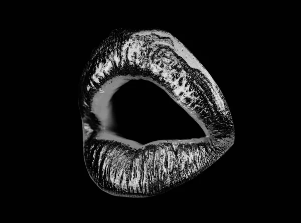 セクシーな唇だ。ネオンアート口紅、白に隔離された。贅沢な魅力の口. — ストック写真