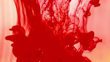 Bir tutam boya. Soyut arkaplan. Boya suya sıçrar ve yavaşça çözünür. Renkler dağılır. Renkli boya damlaları suya karışıyor..