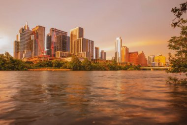 Günbatımında Teksas, Austin şehir merkezi..