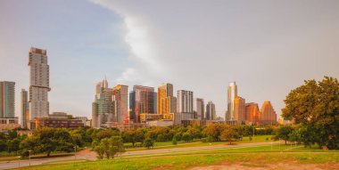 Austin Texas şehir merkezi silueti. ABD şehri.