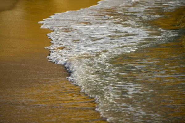 Panorama di onde oceaniche su un mare tropicale con profondi wawes blu, schiuma marina. Calma acqua di mare, fondo oceano. Panorama panoramico. — Foto Stock