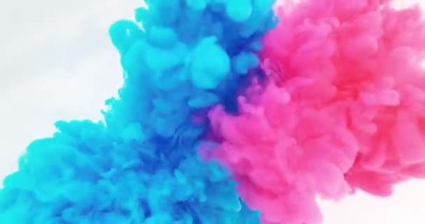 Color paint splatter. Spray paint blot element. Colorful ink stains mess. Abstract colorful background. Blue and pink. — Vídeos de Stock