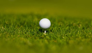 Golf topu atışa hazır bekliyor. Golf kulübü geçmişi.