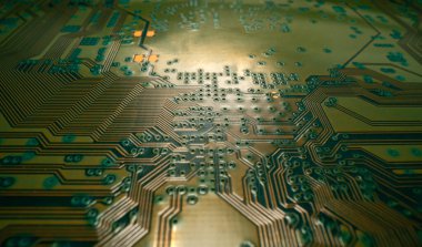 Elektronik devre kartı arka planı. Soyut dijital teknoloji geçmişi. Elektronik bilgisayar donanım teknolojisi. Anakart dijital çip. Teknik arkaplan.