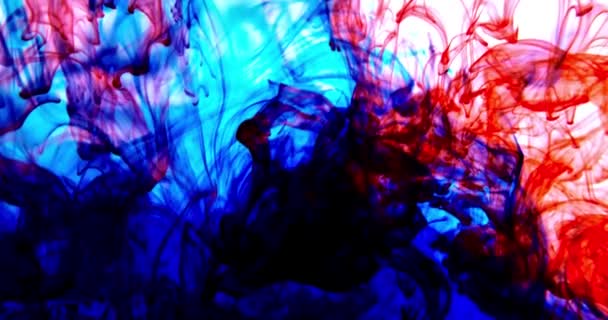 Color paint drops in water, abstract colour mix, drop of ink color mix paint falling on water Colorful paints splash swirling underwater. Abstract color. — Vídeos de Stock