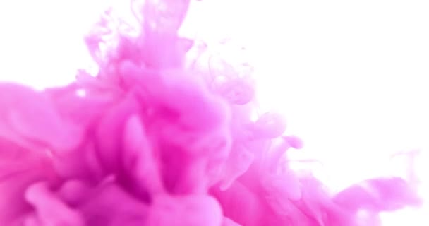 彩色抽象爆炸效果。粉红的颜色在水中旋转.水运动中的彩色液体.丙烯酸或水彩颜料. — 图库视频影像