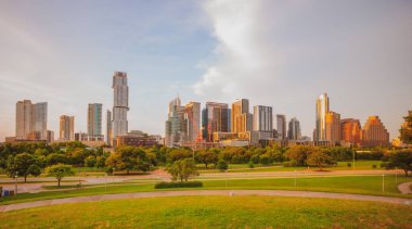 Austin Texas Travis ve Cityscape Skyline Yazın Şehir Merkezi.