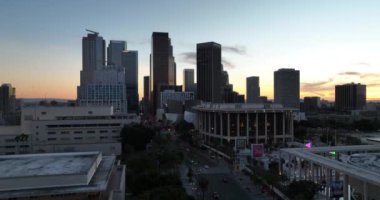 Los Angeles downtown skyline with skyscrapers. Los-angeles city top view, panoramic city.