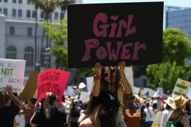 Woman march. Bans off abortion service, reproductive justice. Womens rights, abortion body choice. Protect roe. Los Angeles, USA - May, 14, 2022.