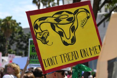 Bans off abortion service, reproductive justice. Womens march rights, abortion body choice, vagina. Protect roe. Los Angeles, USA - May, 14, 2022.