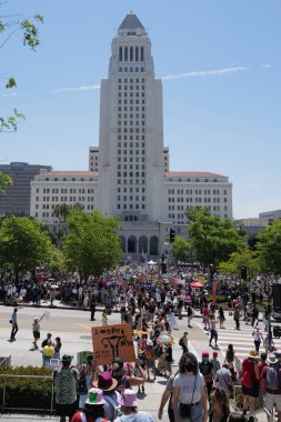 Bans off abortion service, reproductive justice. Womens march rights, abortion body choice, vagina. Protect roe. Los Angeles, USA - May, 14, 2022.