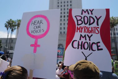 Abortion service, reproductive justice. Womens march rights, abortion body choice, gender and feminism. Protect roe. Los Angeles, USA - May, 14, 2022.