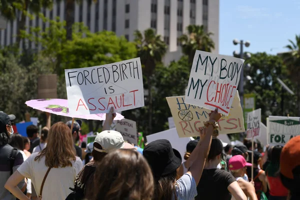 Protect roe. Abortion reproductive justice. Womens march rights, abortion body choice, feminism. Los Angeles, USA - May, 14, 2022. — Stockfoto