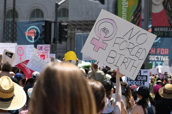 Bans off abortion service, reproductive justice. Womens march rights, abortion body choice. Protect roe. Los Angeles, USA - May, 14, 2022. — Stockfoto
