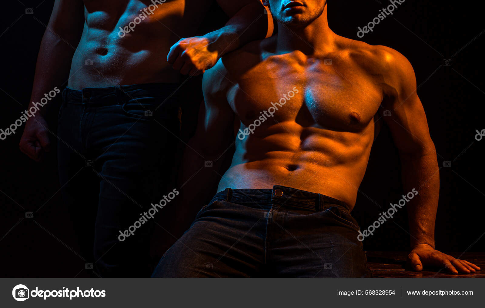 Handsome sexy nude man. Gays muscular body. Seductive gay. Naked strong