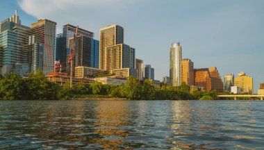 Güzel Austin silueti. Austin, Teksas Colorado Nehri üzerinde.