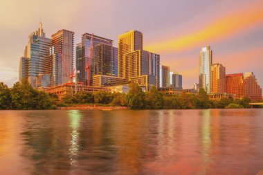 Austin Texas şehir merkezi silueti. ABD şehri.