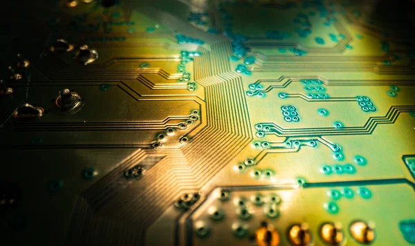 Circuit board, electronic motherboard. Digital engineering concept, hi-tech technology concept. Tech background. — Foto Stock