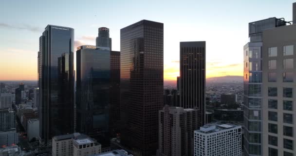 Los Angeles Uçan Bir Hava Aracı Los Angeles Gökdelenleriyle Şehir — Stok video