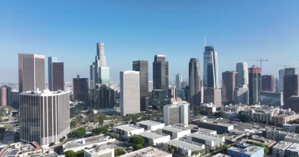 Drone Helicóptero Aéreo Disparou Pelo Centro Los Angeles Paisagem Panorâmica — Vídeo de Stock