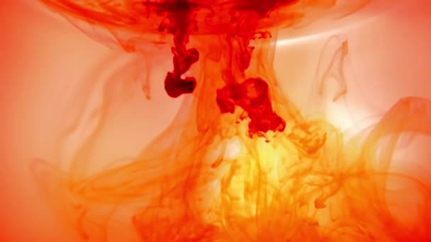 Salpicadura Pintura Fondo Abstracto Pinta Salpicaduras Agua Disuelve Lentamente Sangre — Vídeos de Stock