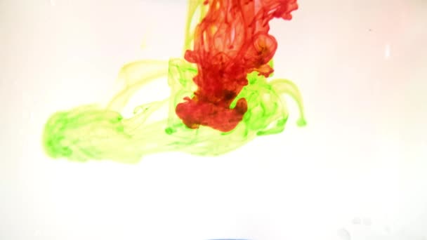Soyut Şekildeki Renkli Lekeler Renkli Mürekkep Damlaları Suda Akrilik Renkli — Stok video
