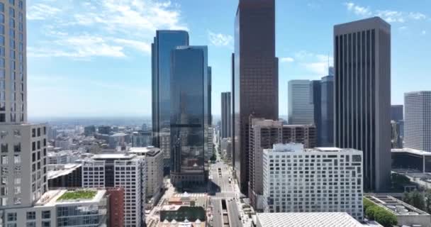 Los Angeles Fliegen Sie Mit Einer Drohne Über Das Stadtzentrum — Stockvideo
