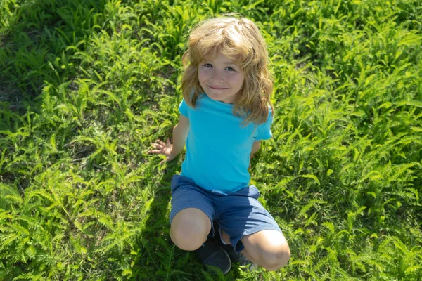Porträt Eines Glücklichen Kleinen Jungen Sommerpark — Stockfoto