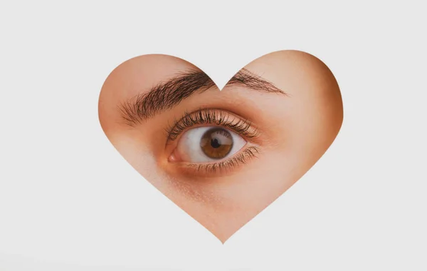 Kâğıdı Gözden Geçir Oftalmoloji Yakından Bak Kalp Şeklinde Delik — Stok fotoğraf